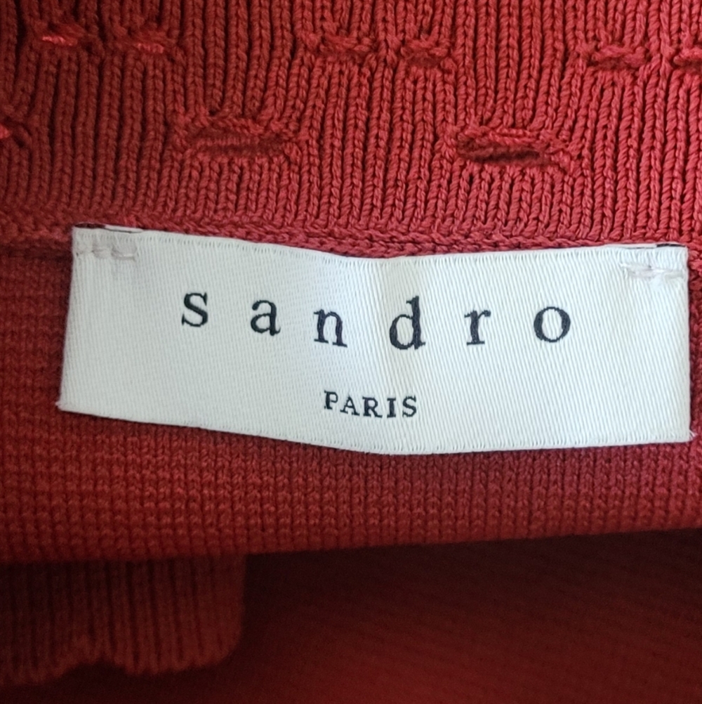 Sandro Alyson Terracotta Stretchy Knit Dress with Straps Size 40 US 8 - Picture 7 of 9